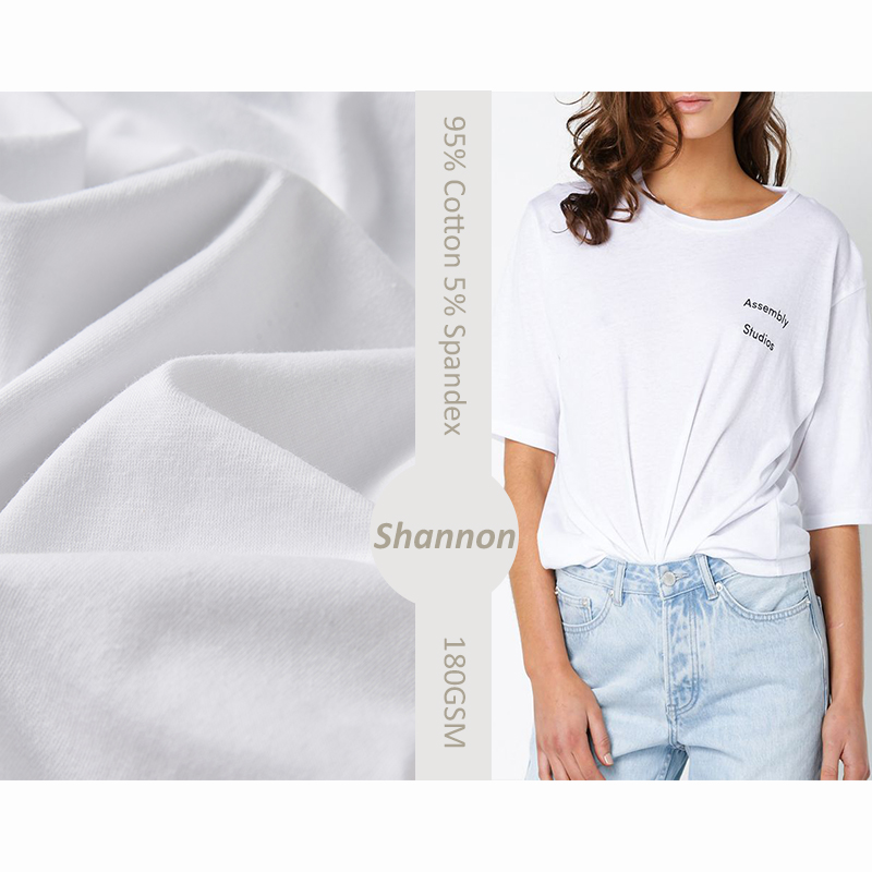 95% cotton 5% spandex stretch casual knitted jersey fabric for T-shirt