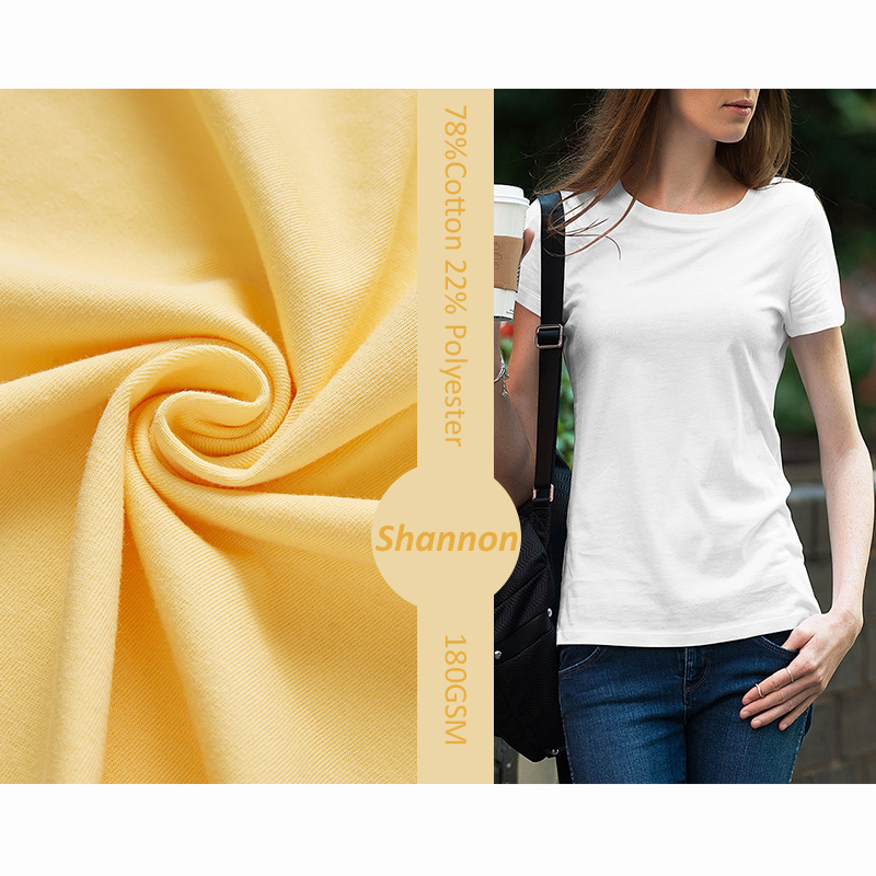 78% cotton 22% polyester 180 GSM CVC casual knitted jersey fabric