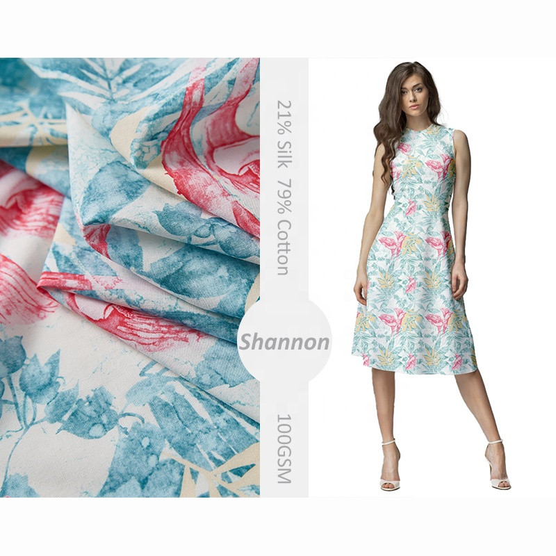 Neues Design, 79 % Baumwolle, 21 % Seide, Chinoiserie-Baumwoll-Seidenstoff