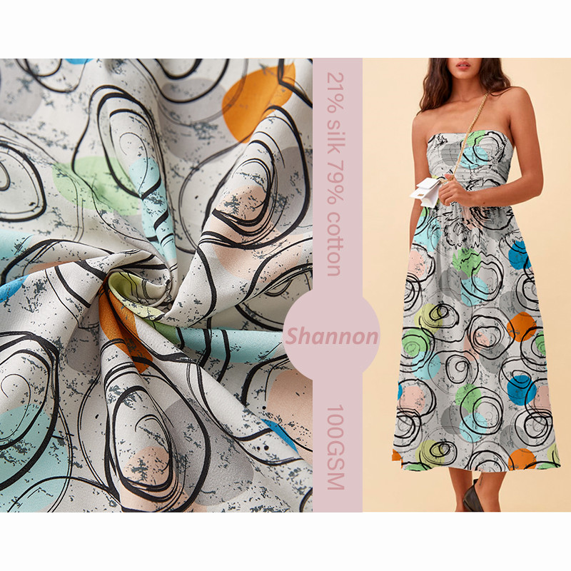 21% silk 79% cotton Chinoiserie Cotton Silk Fabric