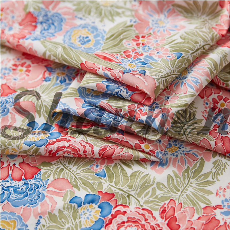 Floral print 79% cotton 21% silk Chinoiserie Cotton Silk Fabric