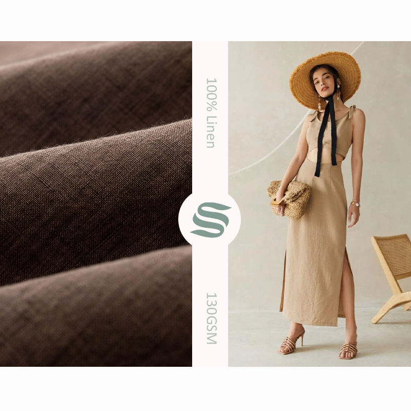 OEM Custom High Quality Anti-Static Breathable 100% linen fabric for dress