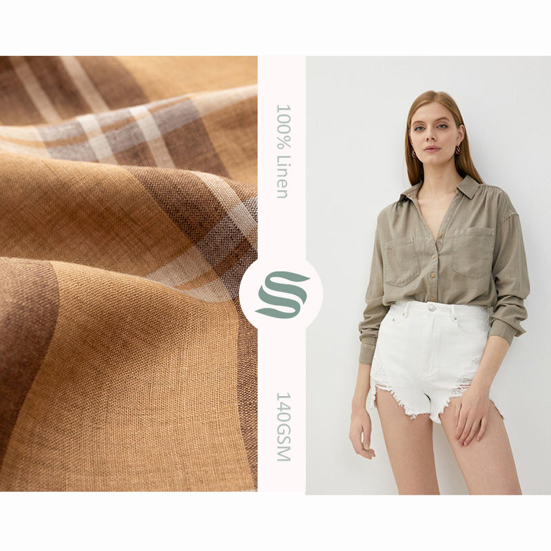 Wholesale price ECO-friendly 100% pure linen natural fabric for clothing