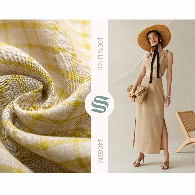 Hot sale ECO-friendly 100% pure linen comfortable fabric 140GSM for shirt