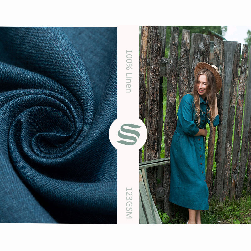 Manufacturers 100% linen fabric natural ECO-friendly 123GSM for clothing