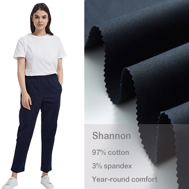 ECO-friendly 97% cotton 3% spandex woven twill fabric for pants