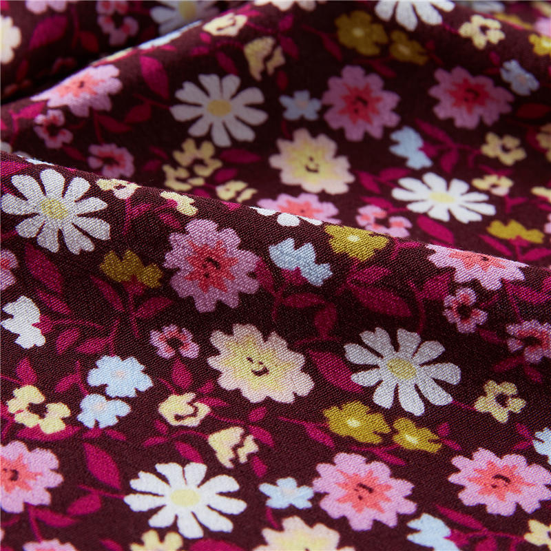 Purple flower crinkle 47% rayon 54% viscose digital pastoral top & classic fabric 