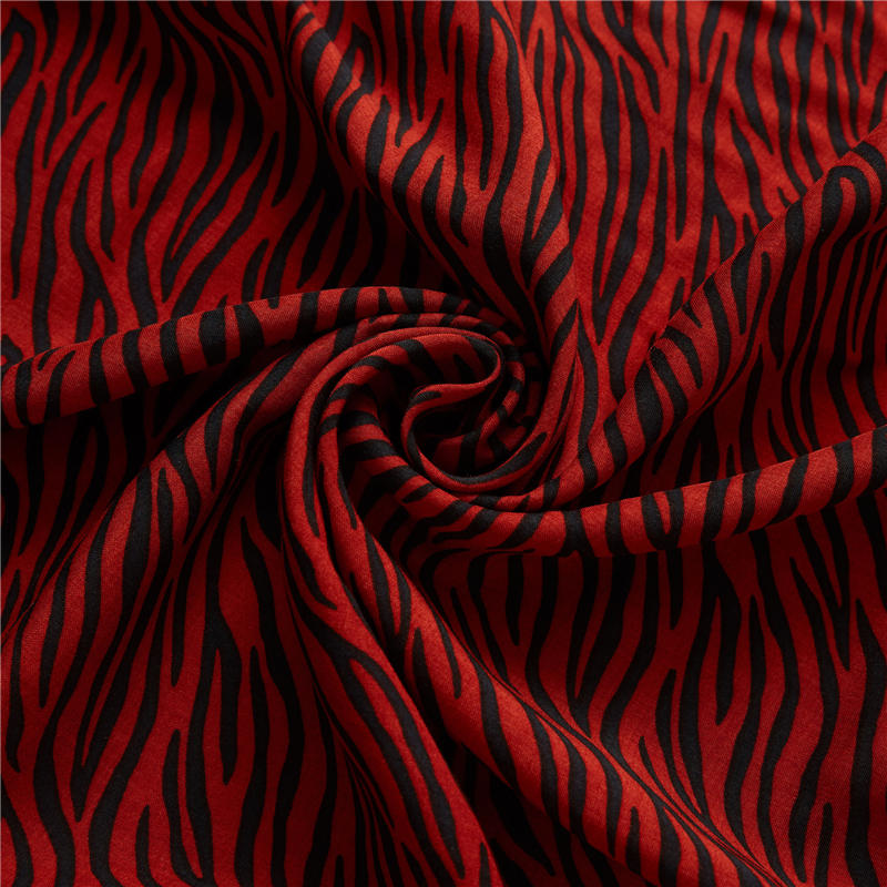 Red zebra-stripe  light weight 100% rayon poplin zebra animal print fabric