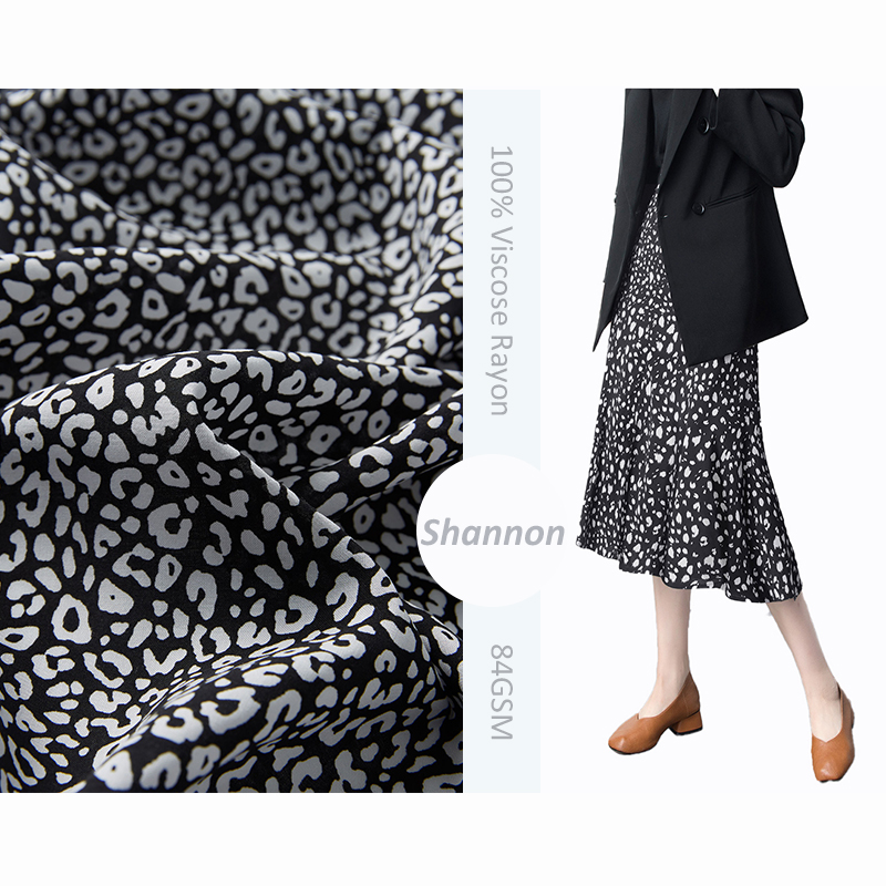 Black leopard print 100% rayon poplin eco-friendly leopard animal print fabric