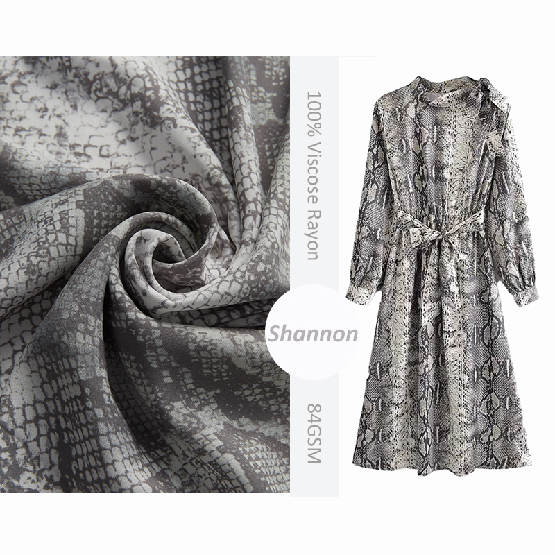 Snakeskin printed 100% rayon poplin eco-friendly snake animal print fabric