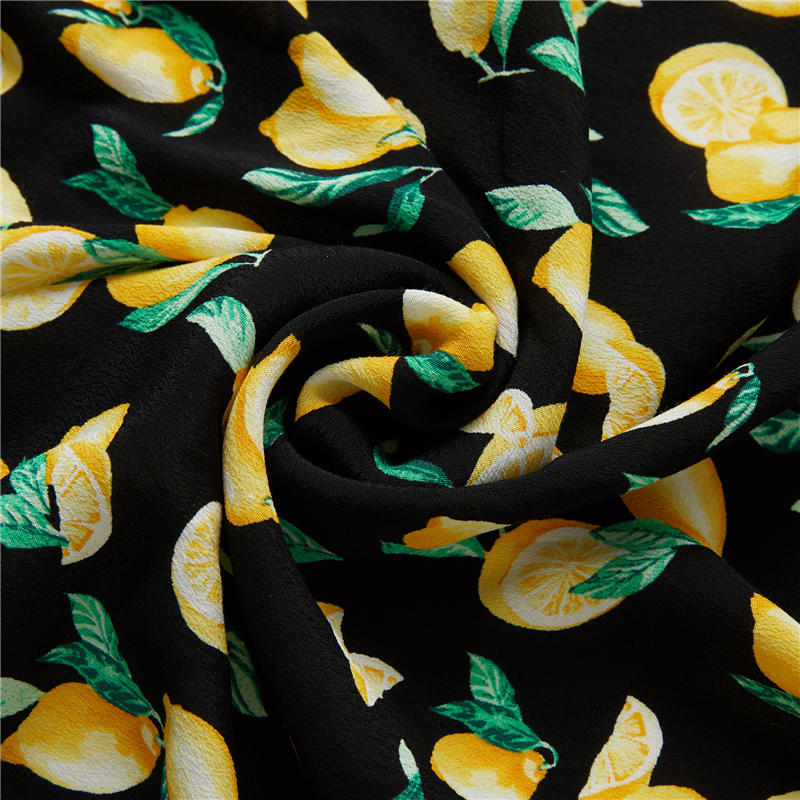Lemon digital print crepe 53% viscose 47% rayon poplin exotic Hawaiian fabric