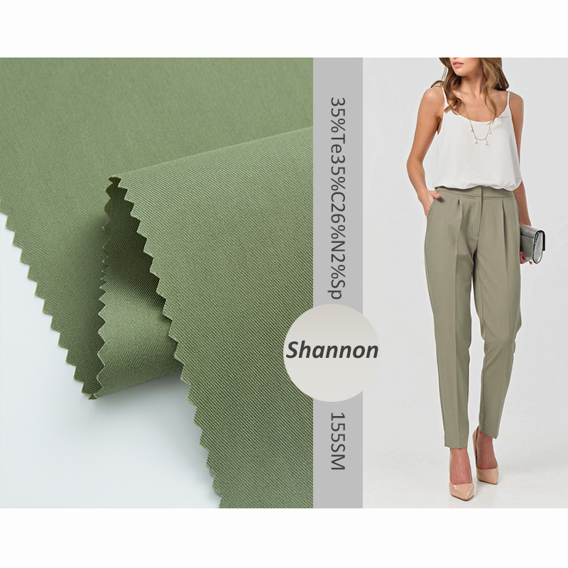 Blend woven lyocell cotton nylon spandex polyester twill for pants casual office lady fabric 