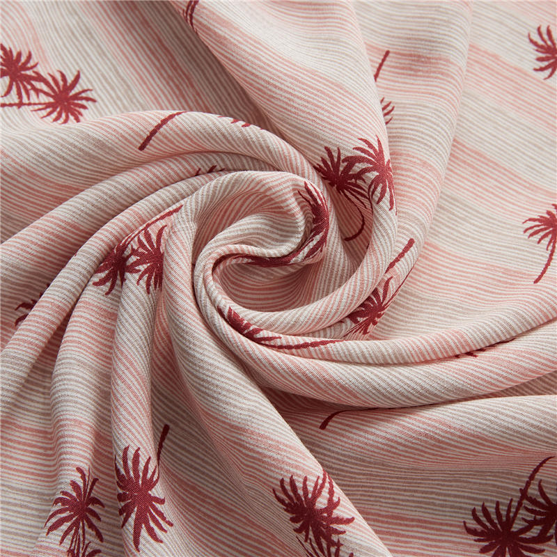 Stripe palm digital print crepe 53% viscose 47% rayon poplin exotic Hawaiian fabric