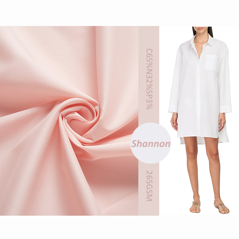 New design 65% cotton 32% nylon 3% spandex poplin casual office lady fabric 