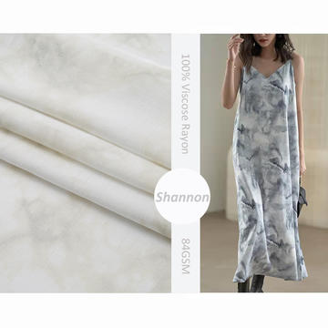 White tie-dyed digital print 100% rayon poplin pastoral viscose rayon fabric