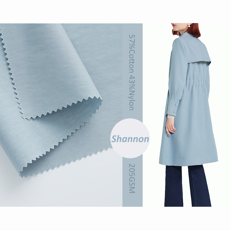 Plain dye 57% cotton 43% nylon twill eco-friendly casual coat fabric