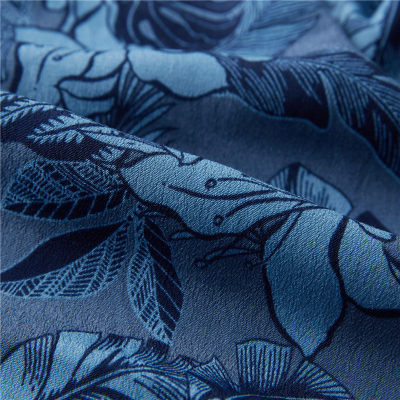 Palm leaf floral digital print crinkle 47% rayon 53% viscose  exotic Bohemia fabric 